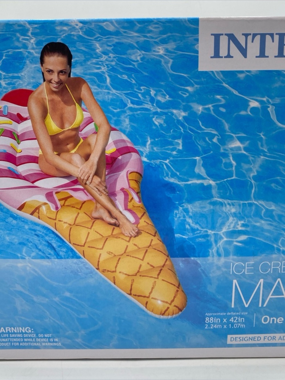 Intex  Inflatable Ice Cream Pool Float Swim Water Adults 88X42” Summer 2017